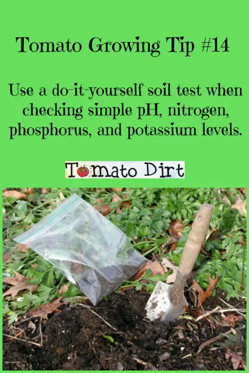 Tomato Growing Tip #14: you can check your soil with a do it yourself soil test. With Tomato Dirt