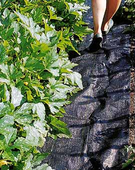 Pro-Weed Mat, a woven weed barrier with Tomato Dirt